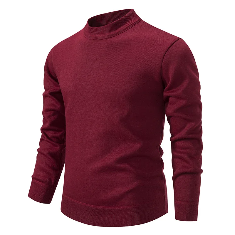 Pullover Mid Neck Sweaters Mens Casual Loose Solid Warm High Quality Sweater Business Pullovers Knit Winter Male Sweater M-4XL