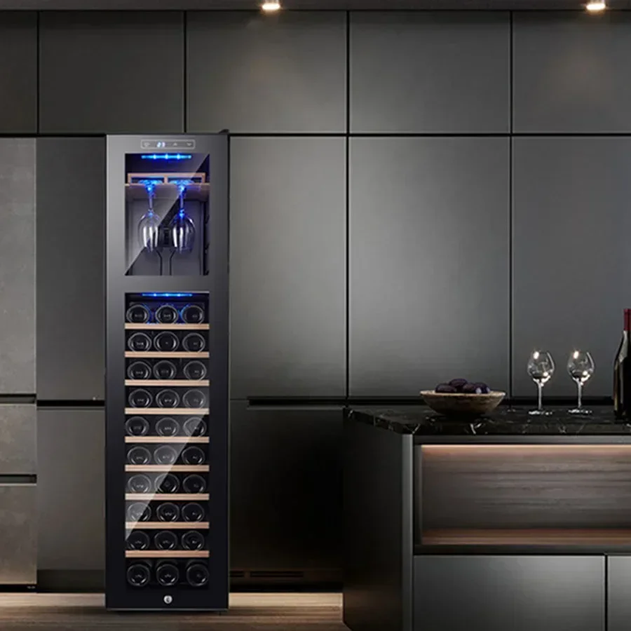 Armario de vino estrecho para sala de estar, mueble decorativo para el hogar, estante de vino móvil, armario de refrigerador, muebles de restaurante