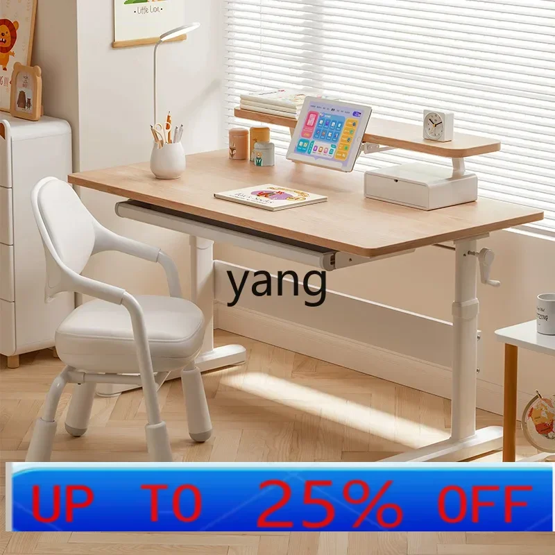 

Lmm pure solid wood study table household writing liftable and chair set