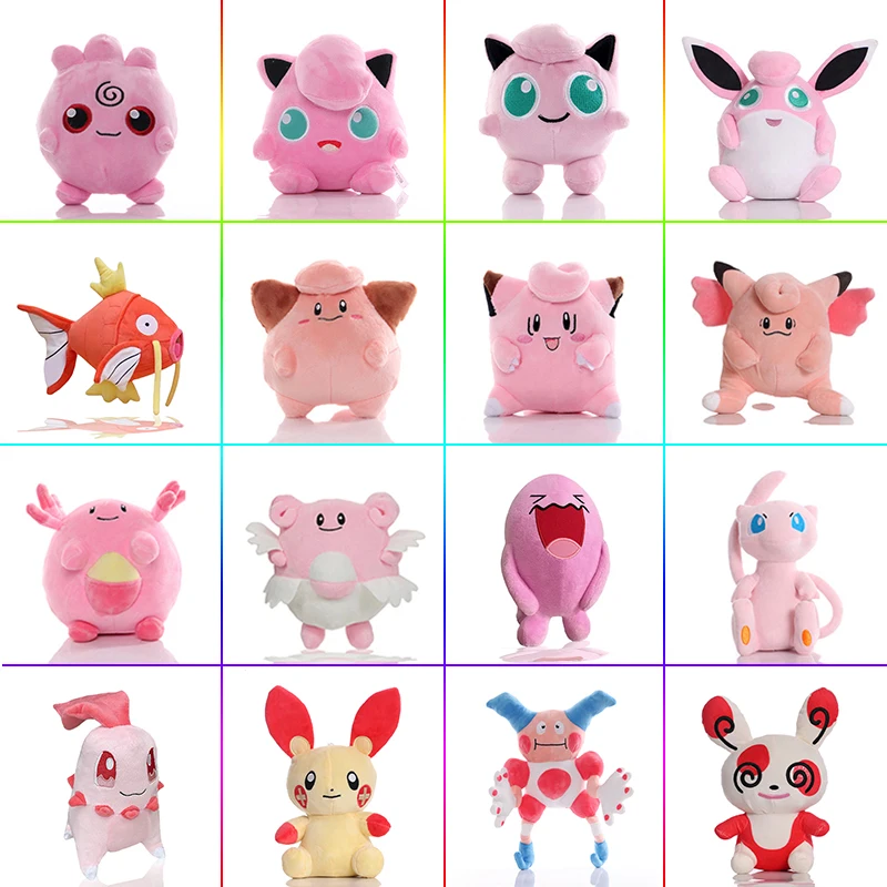 20cm Pokemon Wigglytuff Jigglypuff Clefairy Doll Cute Mr.Mime Blissey Plush Toy Anime Mew Slowpoke Lickitung Plushie Kids Gifts