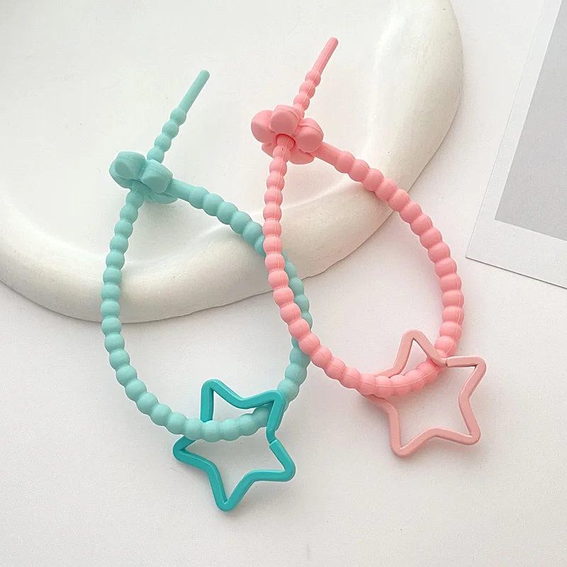 Cute Candy Color Silicone Ties Keychain Star Key Ring Exquisite Lanyard Strap Key Chains For Car Keys Shool Bag Pendant Gifts