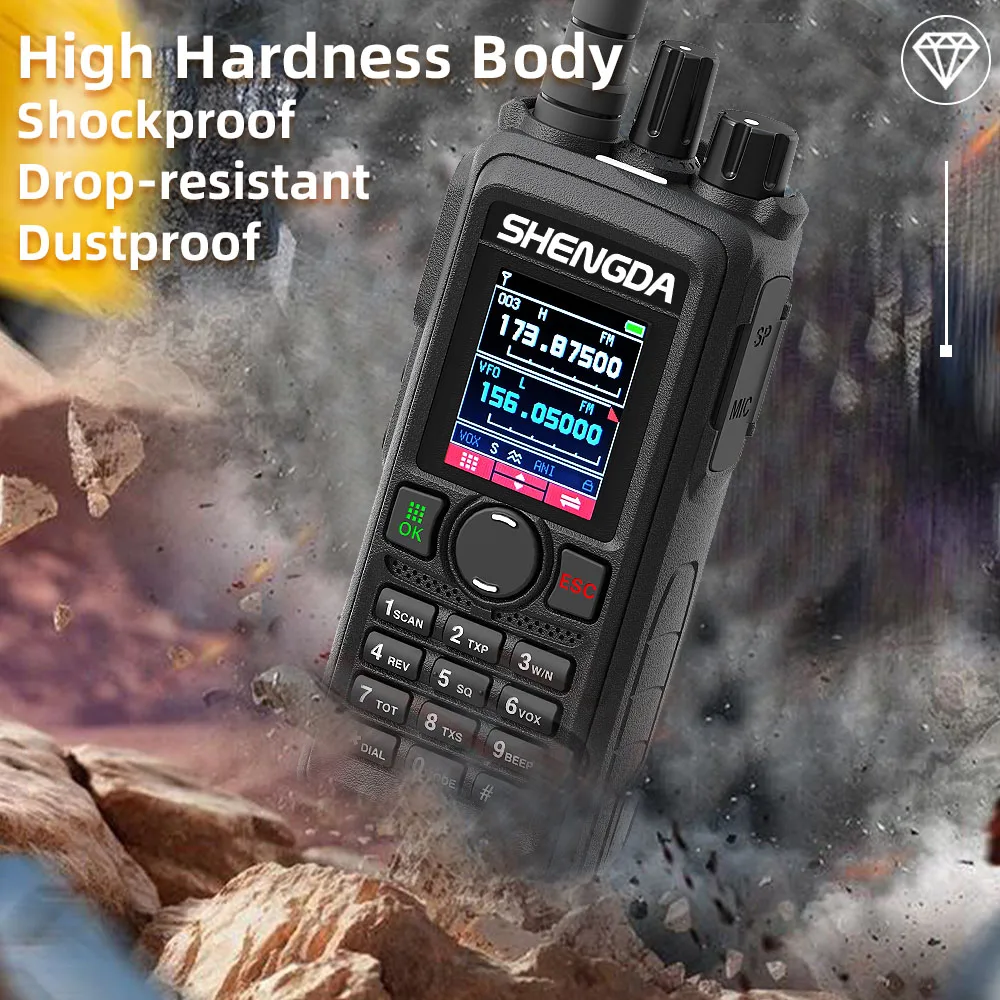วิทยุสื่อสาร SD GT-16 10w ตั้งค่าความถี่อัตโนมัติ สแกนช่องสัญญาณ UHF/VHF ช่องต่อ Type-C และแท่นชาร์จ แบตเตอรี่ความจุสูง