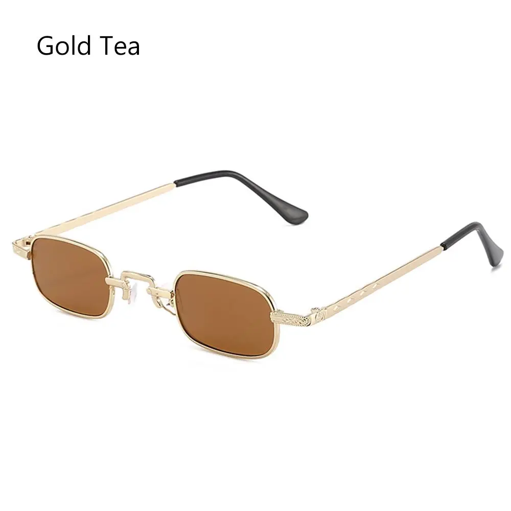 Vintage Candy Color Metal Frame Shades Small Rectangle Sunglasses UV400 Protection Punk Sun Glasses