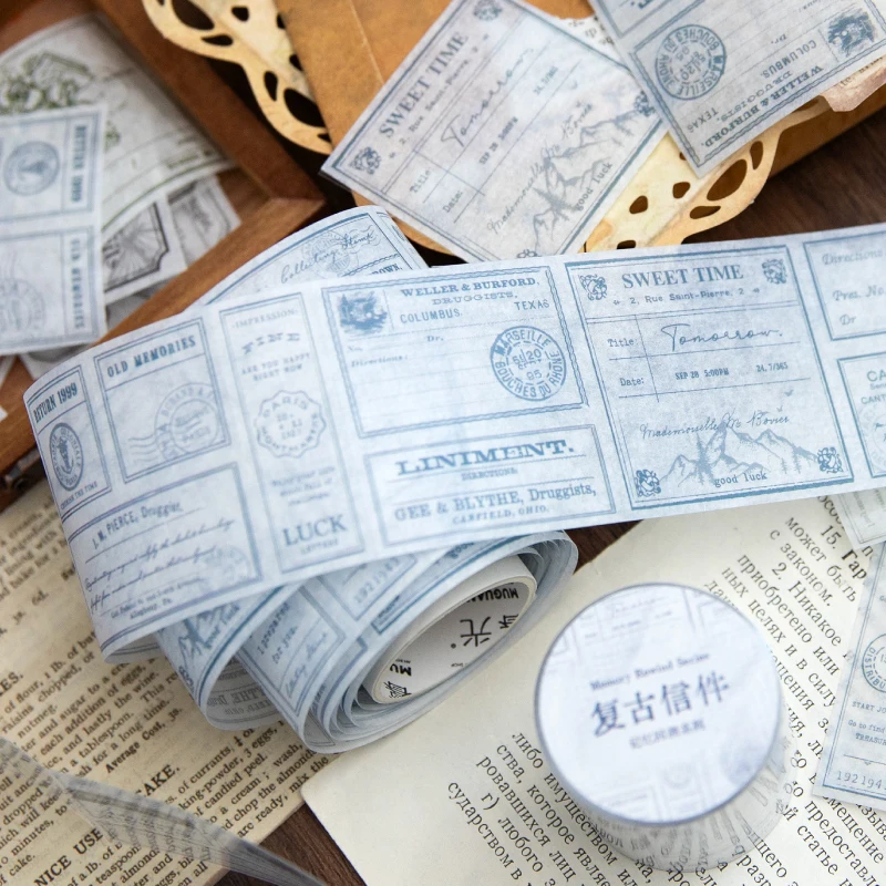 50mm*2m English Theme Aesthetic Stationery Tapes Junk Journal Scrapbooking Supplies Label Sticker Planner Art Craft Masking Tape