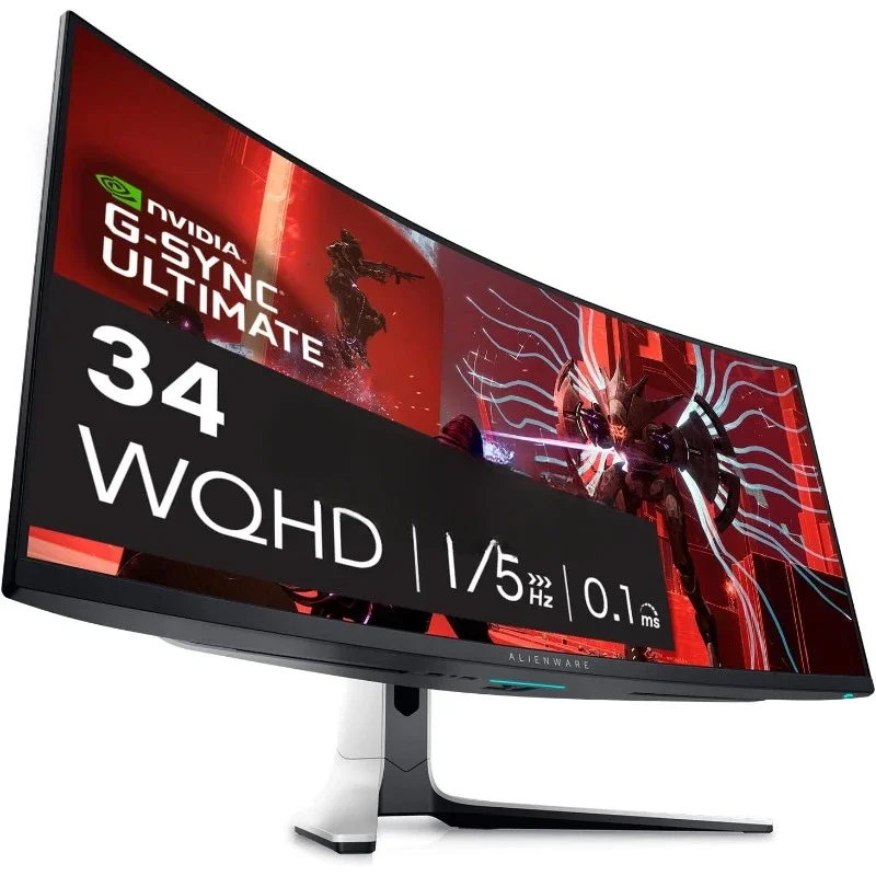 AW3423DW Curved Gaming Monitor , True 0.1ms Gray-to-Gray, 1M:1 Contrast Ratio, 1.07 Billions Colors - Lunar Light