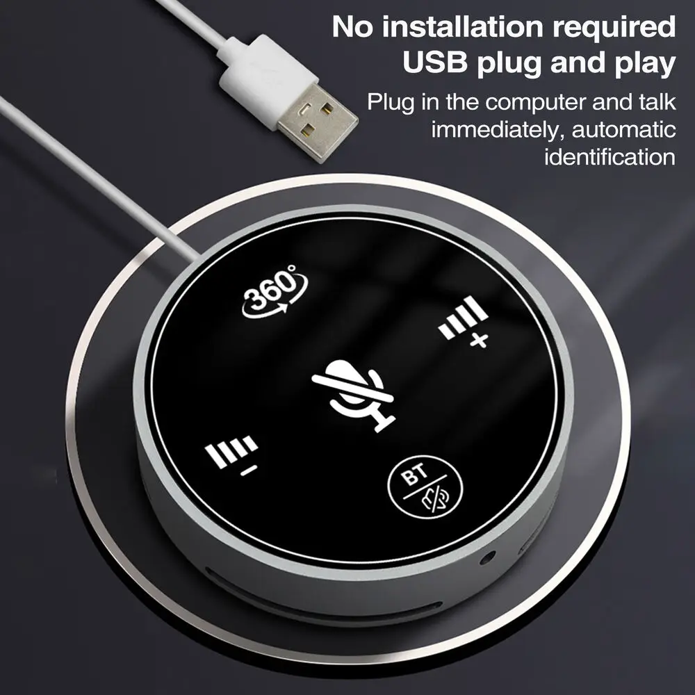 USB-conferentieluidsprekertelefoon met Bluetooth - 360° omnidirectionele microfoon, dempen/volume en ruisonderdrukking Desktopluidspreker