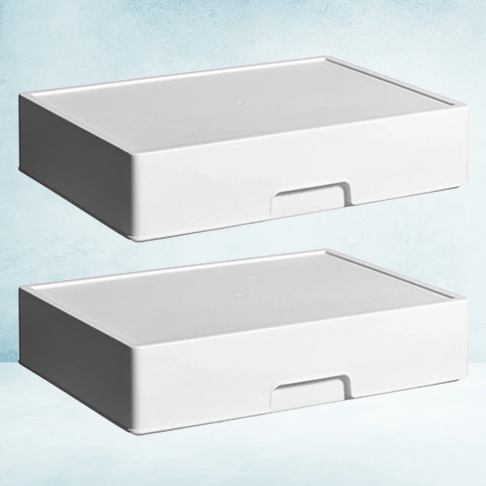 

2Pcs Name Card Type Drawer Organizer Heavy Duty Plastic Storage Box Labeled Compartments for Keys Stationery Cosmetics At Home
