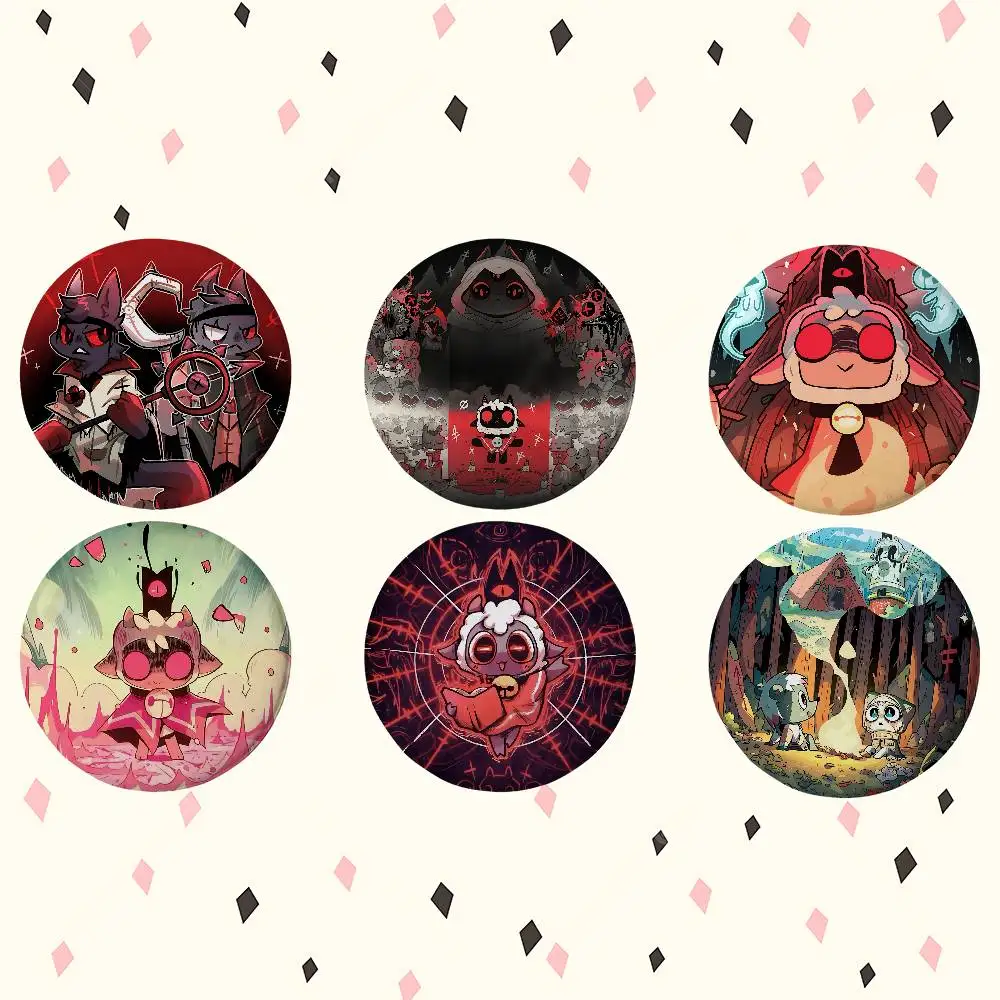 Game C-Cult Of The L-Lamb Anime Rundes Laser-Abzeichen Cartoon-Brosche Kleidung Rucksack Accessoires Reversnadel