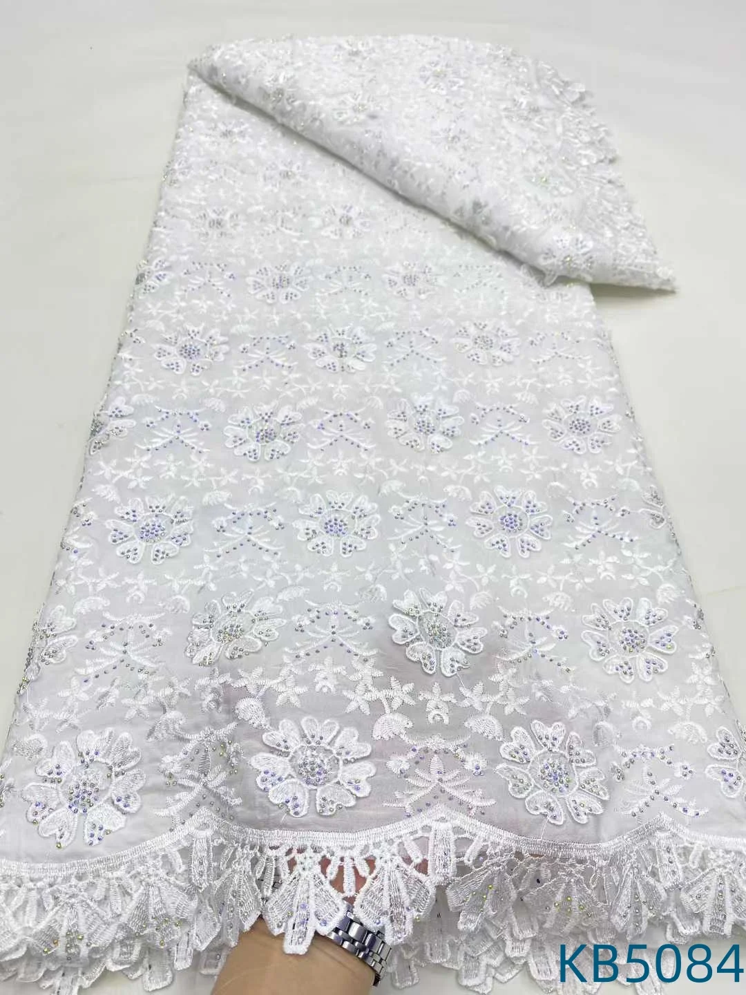 أحدث أقمشة الدانتيل النيجيري 2025 الأفريقي الأبيض الجوف الشيفون دبي التطريز النسيج تسلسل الفرنسية شبكة للخياطة KB5084