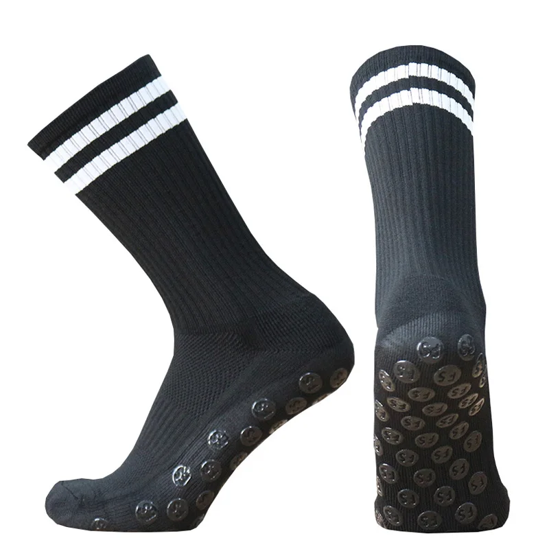 New Round Silicone Stripe Training Match Anti Slip Football Socks Outdoor Sports Men Women Breathable Sweatwicking Soccer Socks