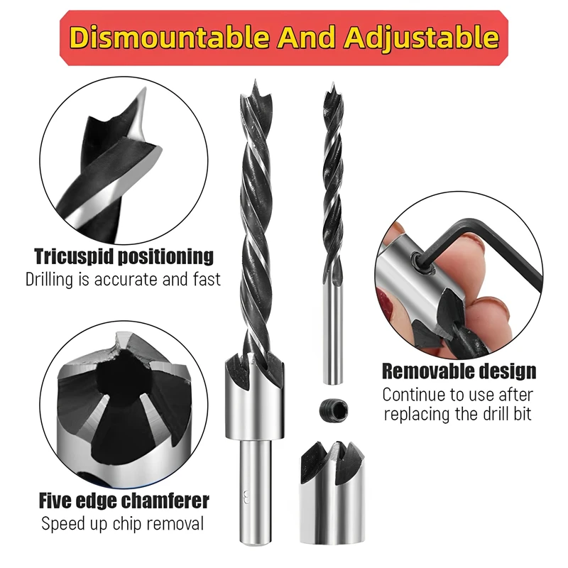 3-10mm HSS Countersink Drill Bit Set Reamer Woodworking Chamfer Boring Drill L-wrench Counterbore Hole Cutter Screw Hole Drill