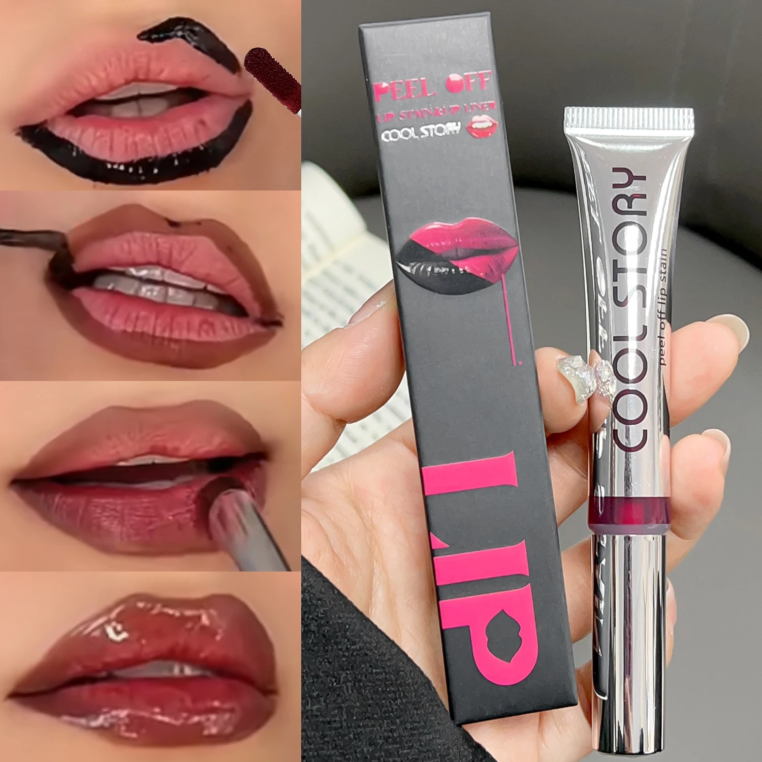 9 colori Impermeabile Peel Off Lip Liner Tattoo Lipgloss Matte a lunga durata Lip Tint Marrone Contorno Labbra strappanti Macchia Cosmetici