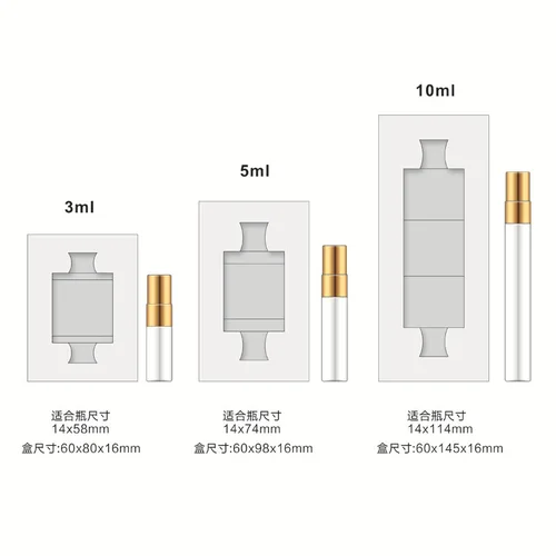 Imagen 2 del producto Caja de embalaje de botella de Perfume para botella de Spray de 3ml, 5ml y 10ml, caja de regalo, embalaje de muestra de Perfume, caja blanca y negra, 1 ud.