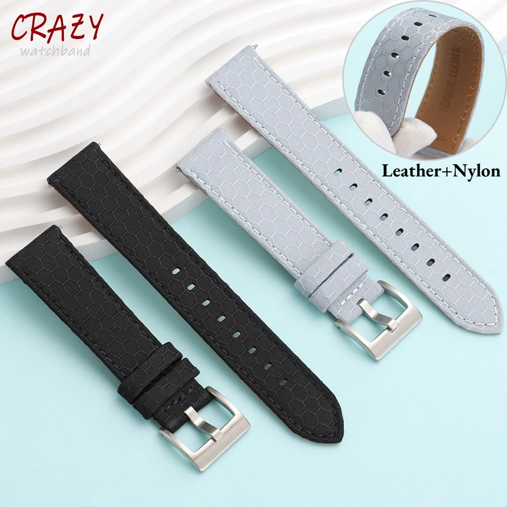 الجلود النايلون حزام ل Seiko الأشرطة ل أوميغا حزام (استيك) ساعة النساء الرجال حزام المعصم 20 مللي متر 22 مللي متر الإفراج السريع الرياضة استبدال الأساور #1