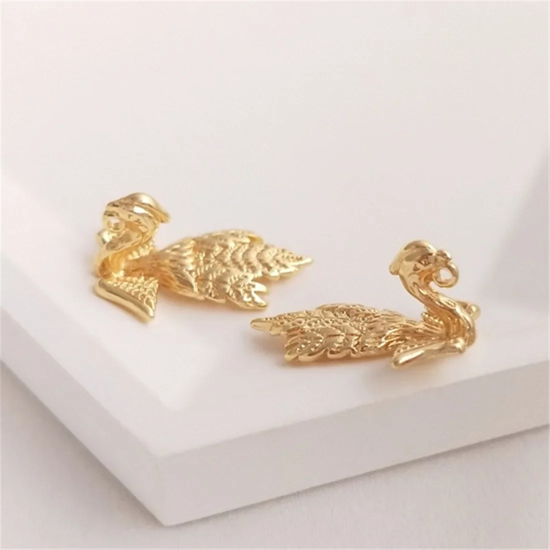 14K Gold-plated Copper Plated Phoenix Pendant with Genuine Gold Handcrafted DIY Earrings Hairpin Pendants Handmade Accessories