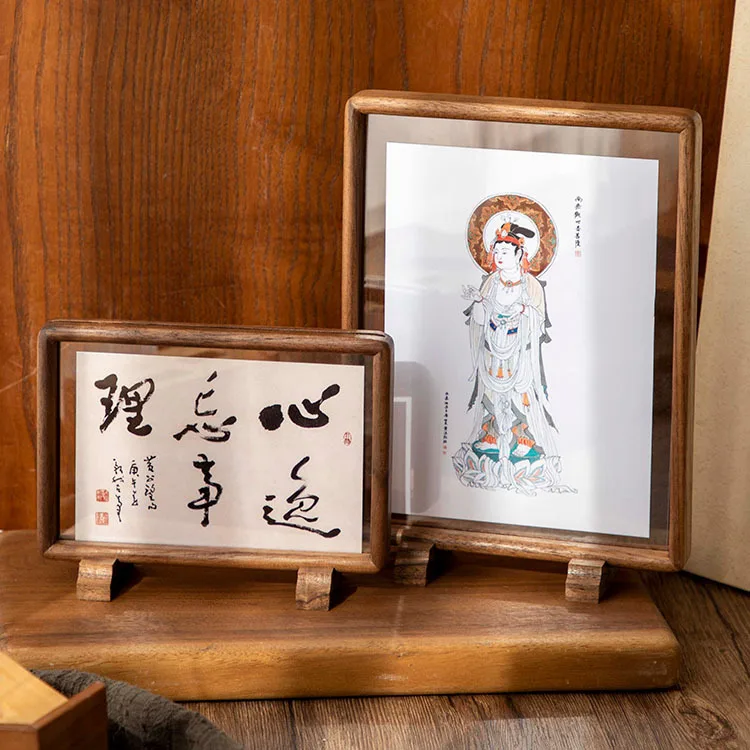 Mortise and Tenon Double-sided Magnetic Wooden Photo Frame,calligraphy Painting Frame,black Walnut Beech Transparent Photo Frame