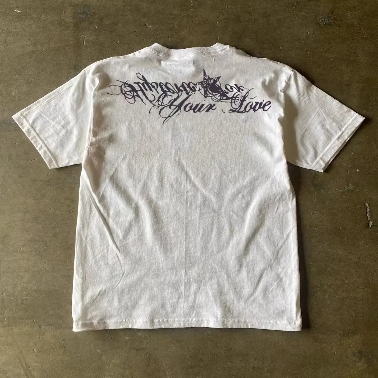 

2000s American Suffering Trendy Retro Fashion Print Round Neck Short Sleeved T shirt Women Y2K Street Style Gothic Couple Sports