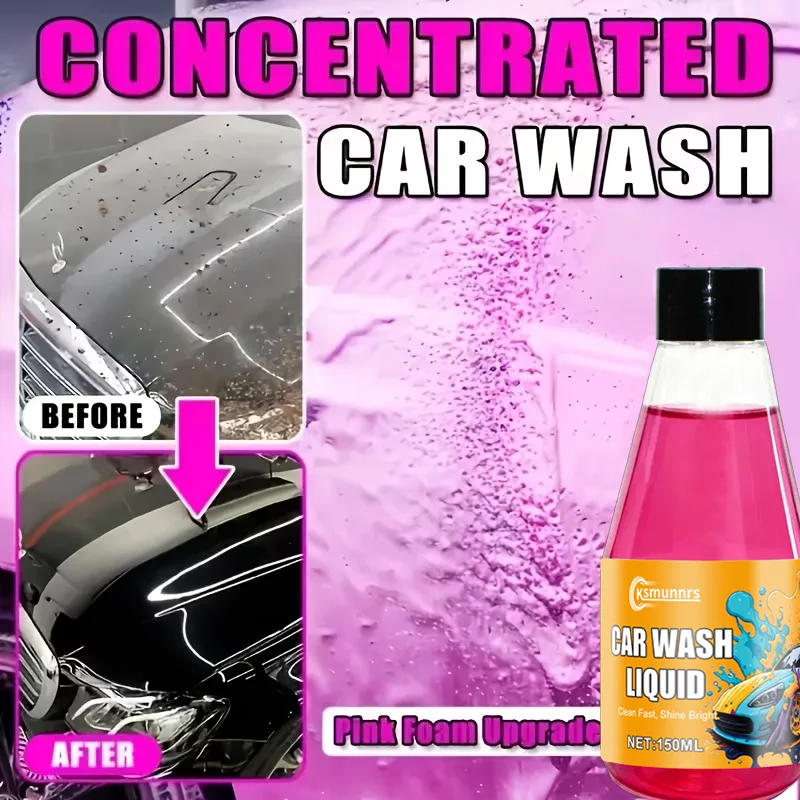 Pink Foam Car Wash Shampoo High Foaming Car Wash Soap with Wax for Ceramic Coating and Paint Protection