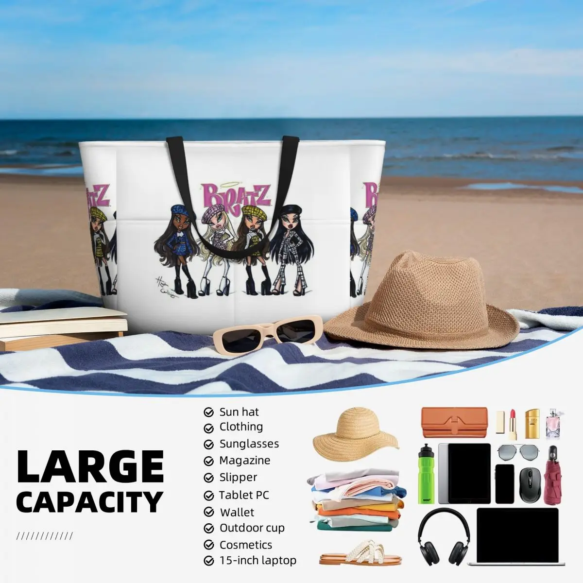 Bratz Rock Angelz Doll Beach Tote Bag Sport Gym Yoga Duffle Large Tote Bag Women Travel Bag Fitness bag