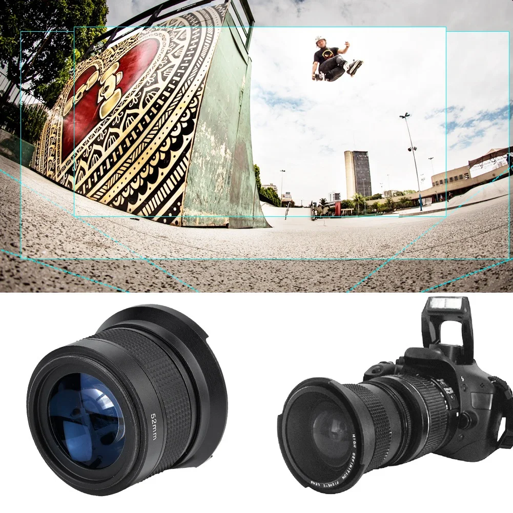 52mm 0.35X Universal Wide Angle Fisheye Lens With Lens Caps Storage Pouch For SLR DSLR - Image 2