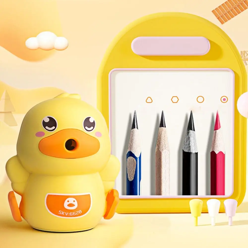 Creative Cartoon Duck Shaped Pencil Sharpener Adjustable Pencil Sharpener Hand-Cranked Automatically Pencil Sharpener Student