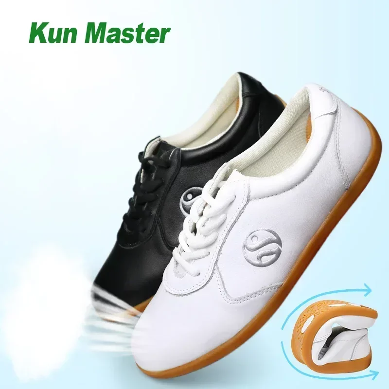 Genuine Leather Kung Fu Tai Chi Shoes Martial Art Shoes Sneakers Soft Cowhide Breathable Comfortable Men Women 2022