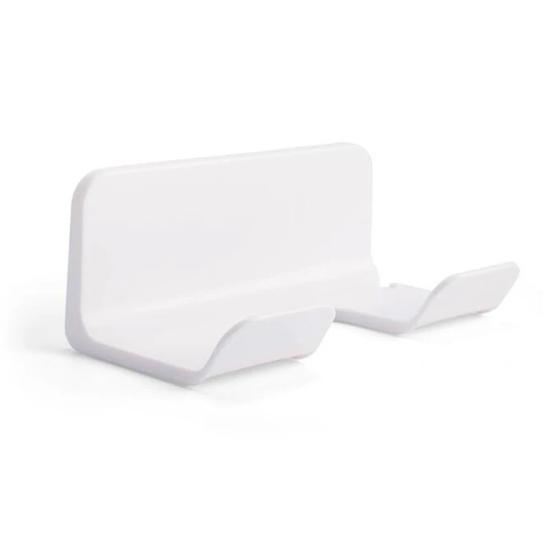 1pc Bathroom Wall Mounted Hair Dryer Holder Shower Storage Rack Self-adhesive Plastic Household Washroom Organization Shelves