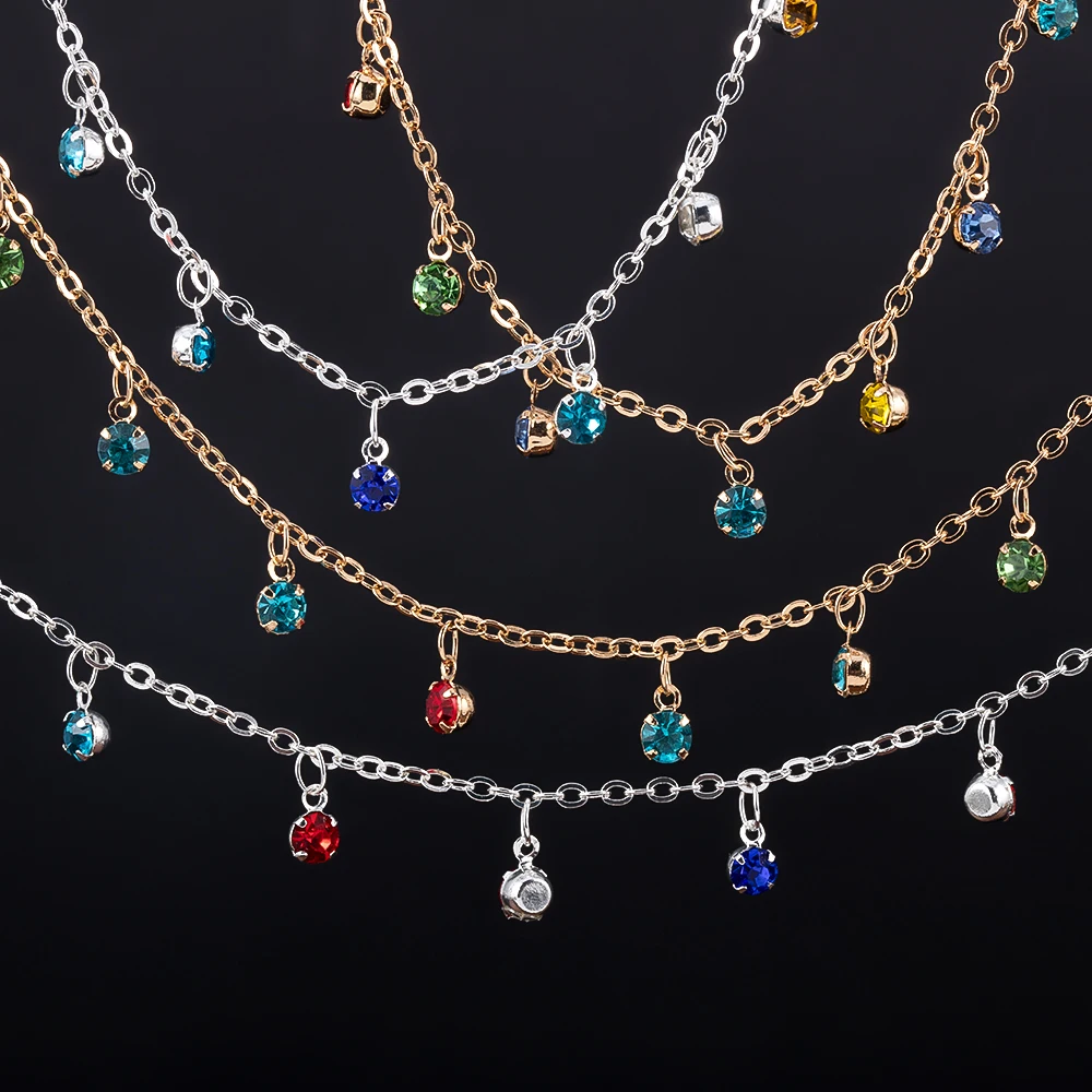 New Hot Selling Pink Purple Blue Red White Rhinestone Chain Matel Chain Plating For DIY Women Necklace Jewelry Making Supplies - view 2