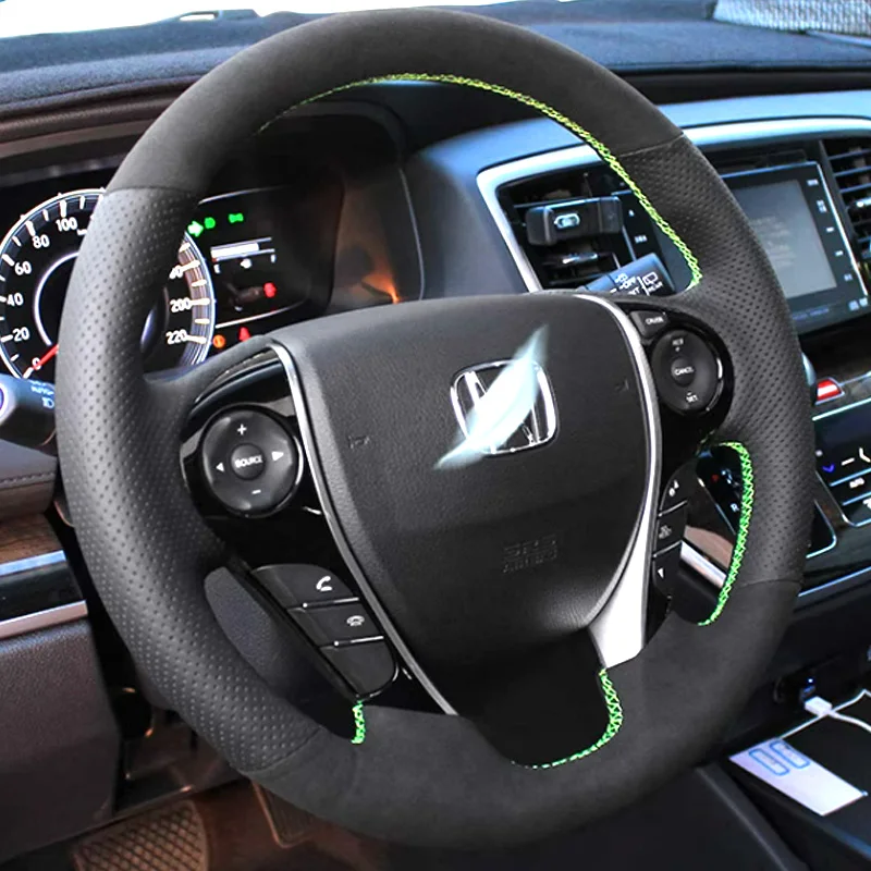 

Hand Stitched Car Steering Wheel Cover for Honda Accord 9 Honda Crosstour 2013-2017 DIY Suede&leather Car Interior