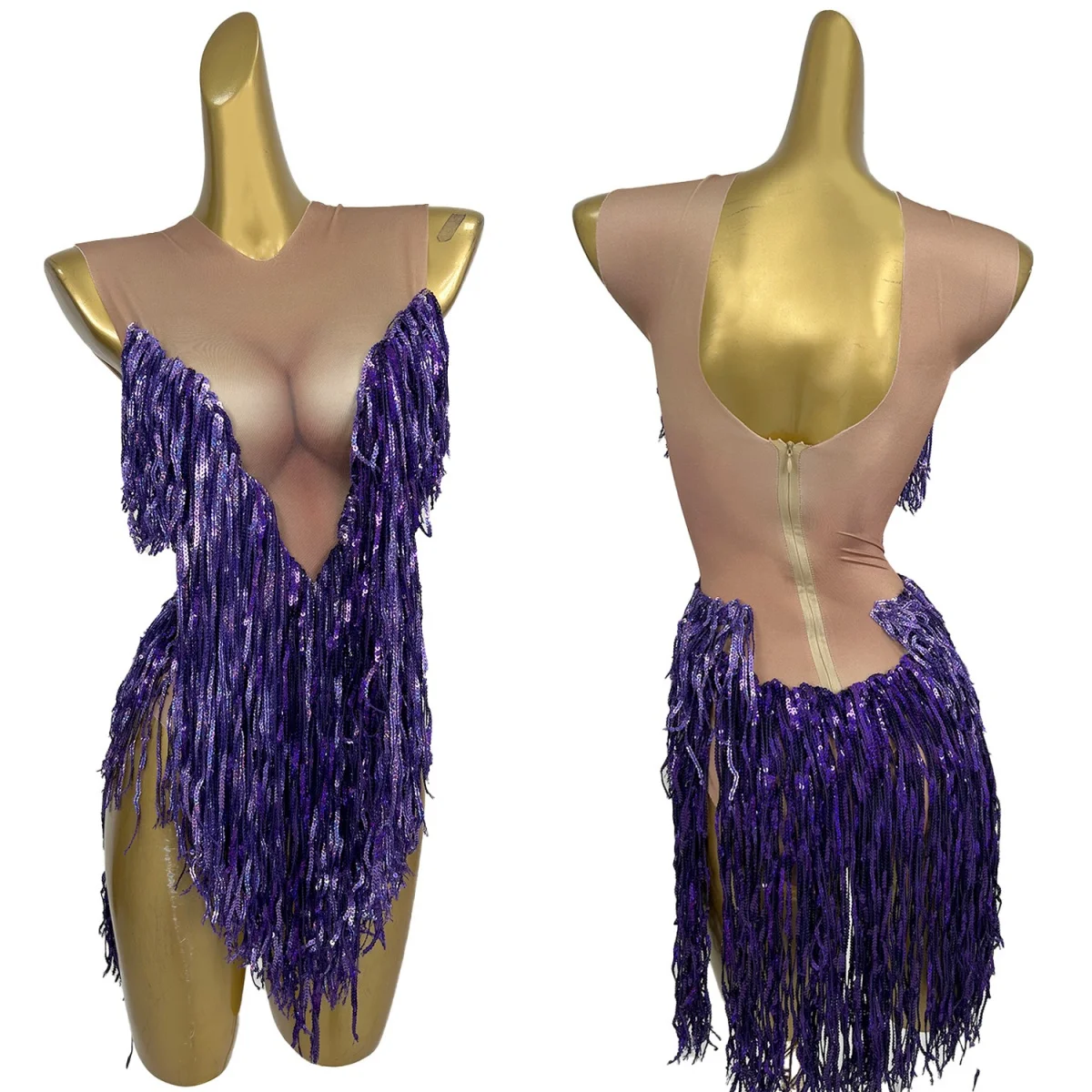 

Streamer Party Sparkly Sequins Tassel Bodysuit Birthday Celebrate Bar Club Outfit Hot Dance Baby Spandex Elastic Sexy Catsuit