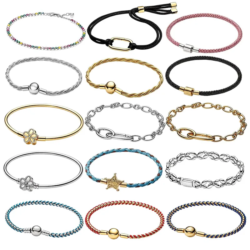 Summer New 925 Silver Rainbow Tennis Braided Rope Open Elliptical Chain Bracelet, 2026 Women's DIY Fashion Gift