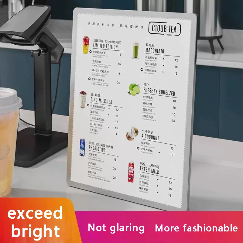 LED Coffee Shop Display Card Counter/Restaurant Bestellplatte A3/A4