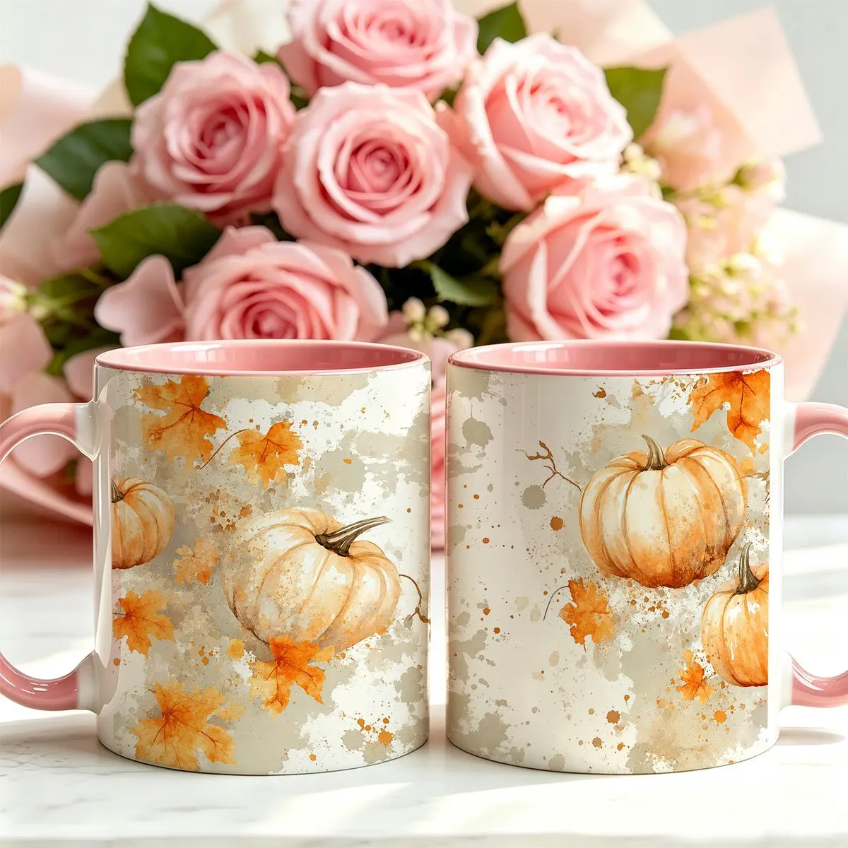 1pc 11oz Multicolor Mug Autumn Pumpkin And Maple Leaf Watercolor Pattern Fall Harvest Theme Daily Use Ideal Gift for Friends Family Colleagues On Thanksgiving Halloween Birthday Housewarming Occasions