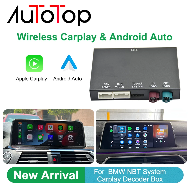 Autotop nbt system drahtlose carplay decoder box android auto für bmw 1 2 3er f20 f21 f23 f30 f31