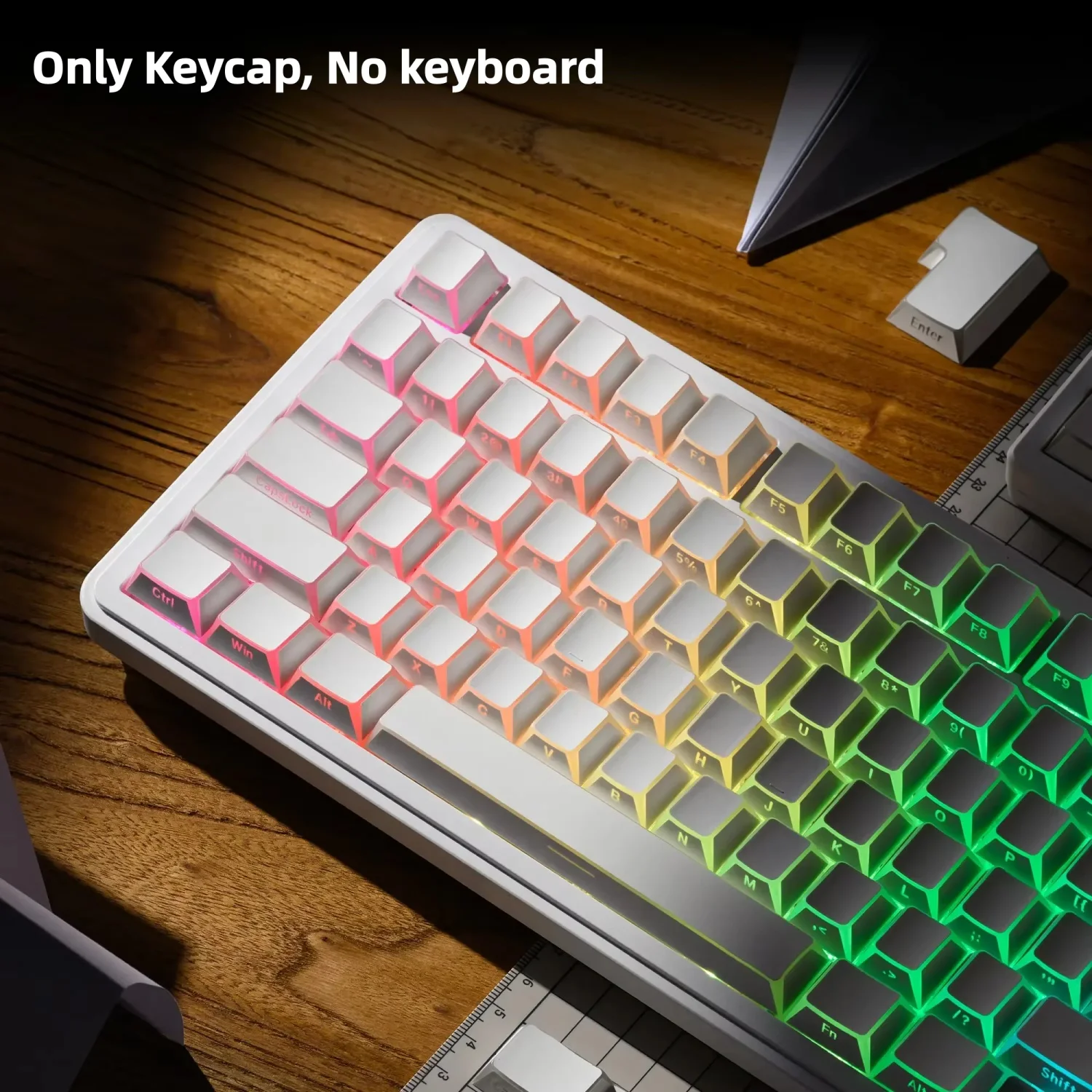 132 Keys Shadow Fold Dye Sub PBT Keycap Cherry Profile Side Printed Shine Through Keycaps for MX Switches Gaming Keyboard
