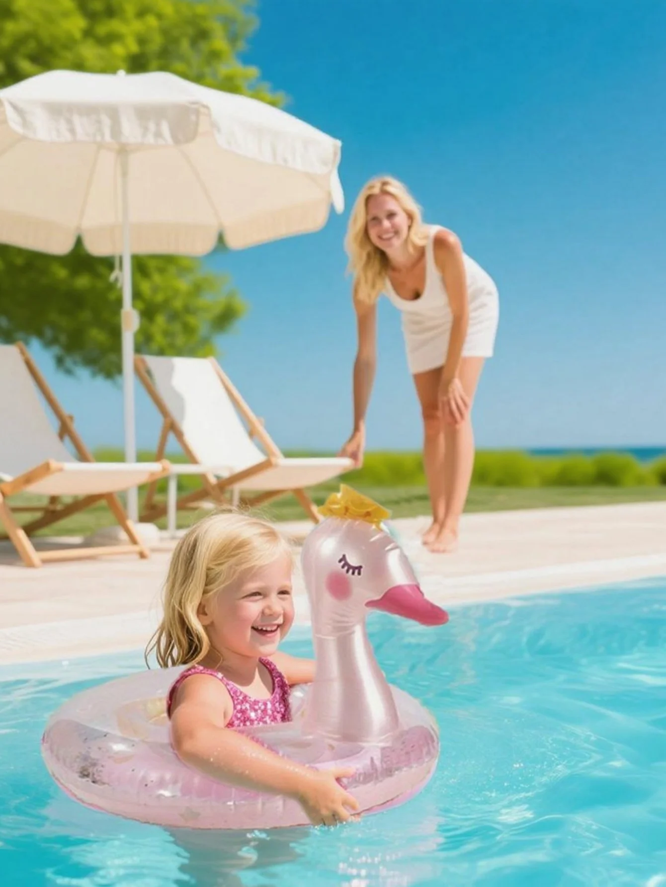 Cisne de corona inflable, boya salvavidas de anillo de natación de PVC grueso, flotador de piscina con forma de Animal encantador, para tomar fotos, para verano, 1 ud.