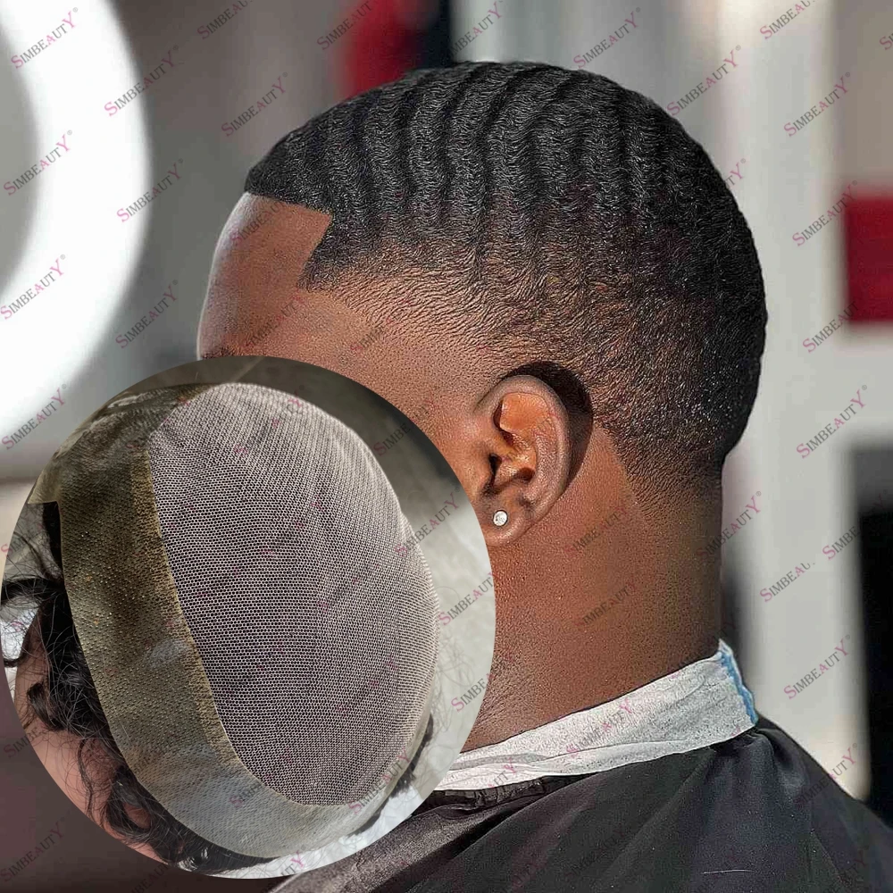 

8 мм/12 мм европейские человеческие волосы, кружево и основа из искусственной кожи, африканские мужские волосы, замена 360 плетений, мужской парик, дышащий дешевый австралийский парик