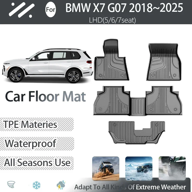 

Car Floor Mats For BMW X7 G07 2018~2025 5seat 6seat 7seat Waterproof Pads Left Hand Driver Foot Cover Floor Rug Auto Accessories