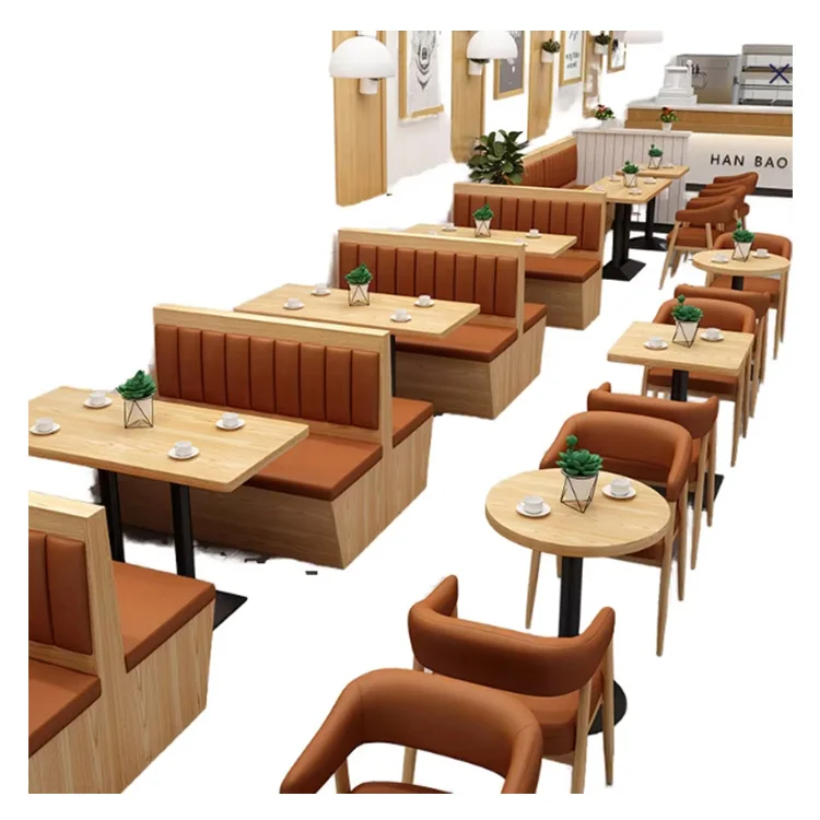 

Modern simple business hotel restaurant furniture chair table set sofa booth wood leather dining chair fast food