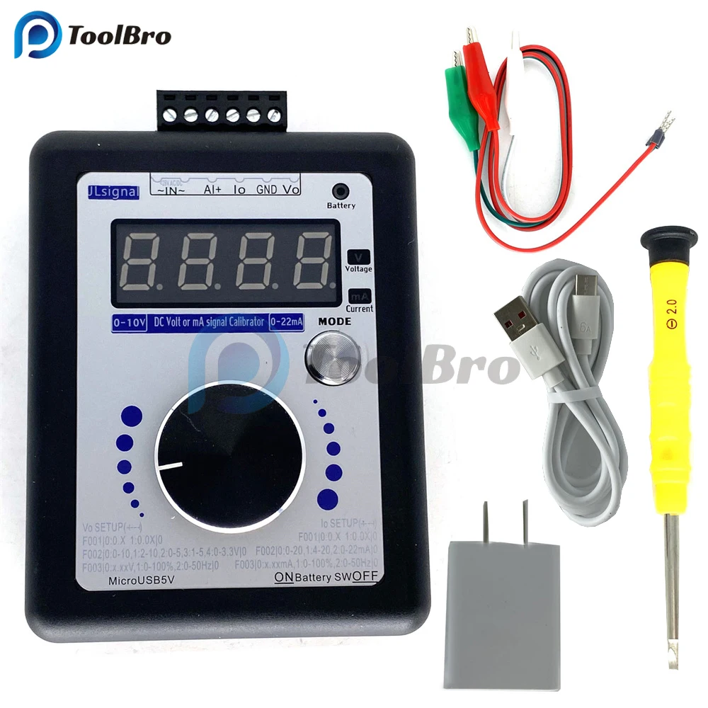 2000mAh 1000mAh Type-C LED Digital Voltage Current Signal Generator Calibrator 0-5-10V 0-4-20-22mA DC Volt mA Signal Calibrator