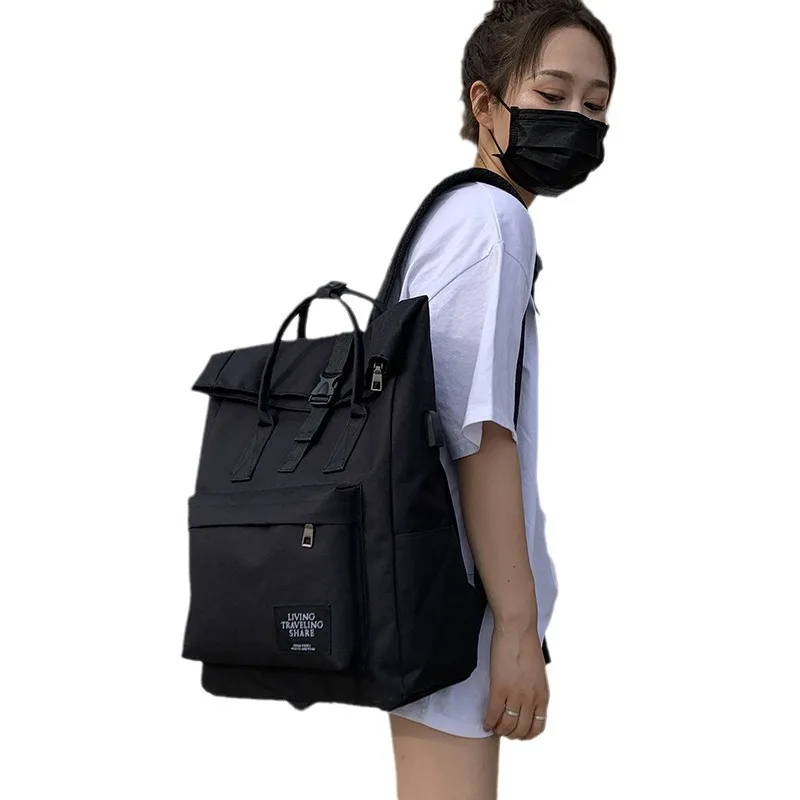 Female Cute College Backpack Girl Travel Book Backpack Foldable large capacity Ladies Canvas Bag Women Laptop Men School Bags 가방