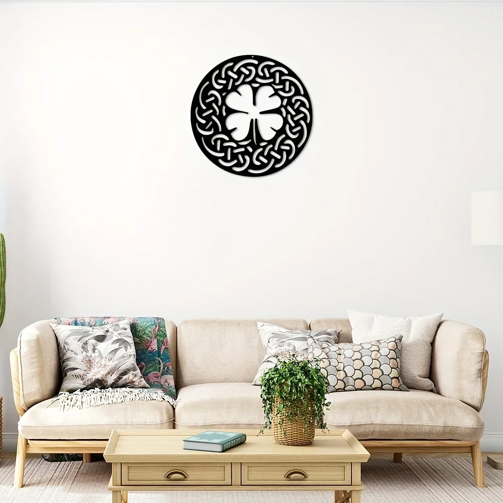 Metal Wall Hanging Decor Celtic Four Leaf Clover Wall mounted Decor Nursery Bedroom Decor Sticker Mural Office Dining Room Lobby