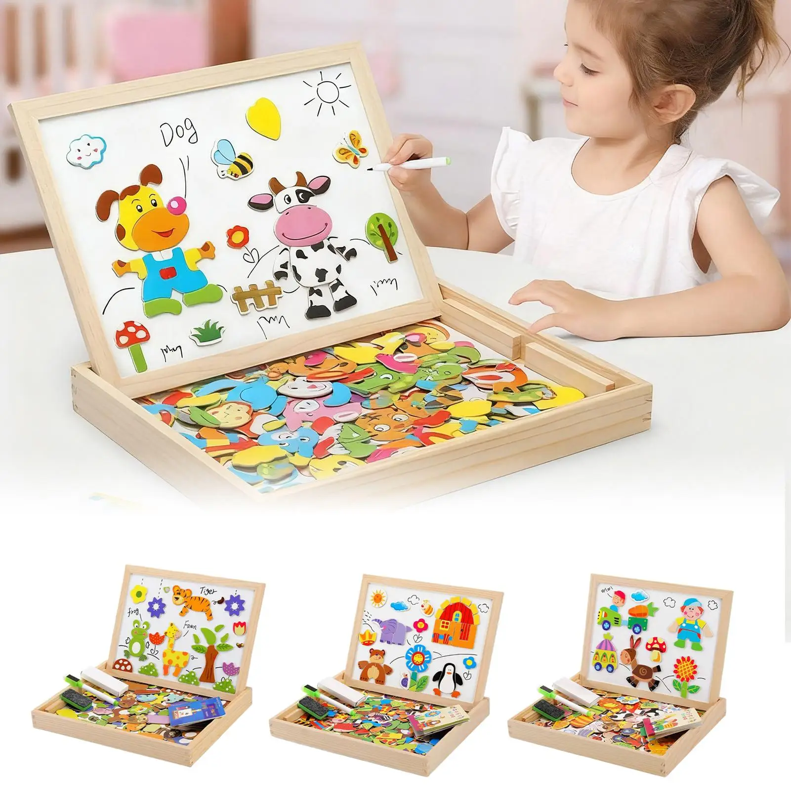 Magnetic Board For Kids Wooden Kids Board Educational Toy Drawing Game For Learning Tool Preschool Classroom School Boys Baby