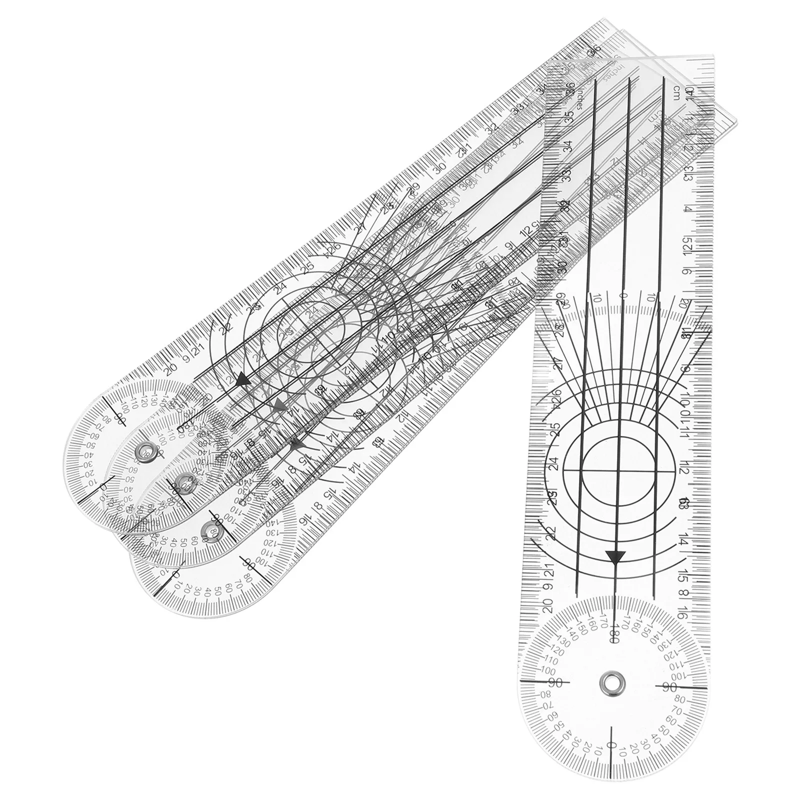4Pcs Transparent Semi-Circular Folding Goniometer Protractor Angle Measuring Ruler for Physical Therapy Orthopedics Architecture