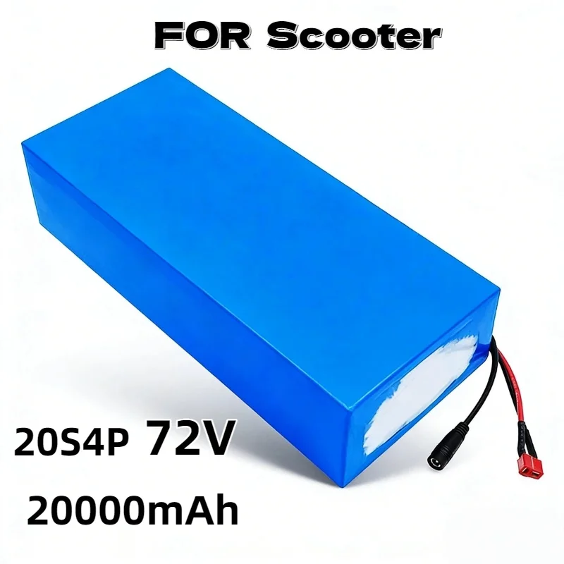New 72V 20Ah 20S4P Lithium Battery Pack 3000W High Power BMS with 84V 3A Charger for High-Performance Scooter Rides