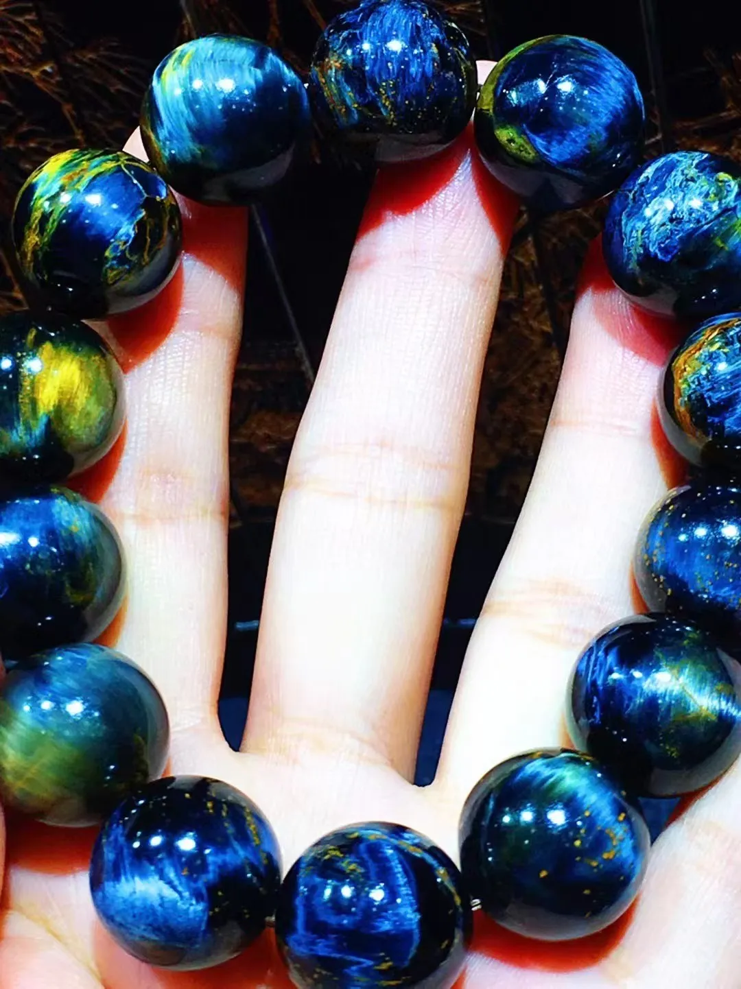 

Natural Blue Pietersite Round Beads Bracelet Stretch Jewelry 15.7mm Pietersite Healing Stone From Namibia AAAAAA
