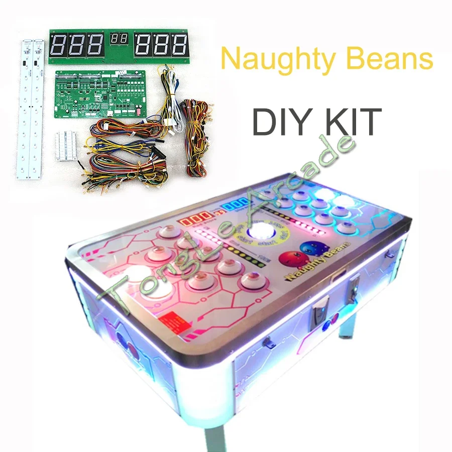 Naughty Beans Coin operated amusement equipment hit hammer game Arcade machine board with wires display led button DIY kit 12V