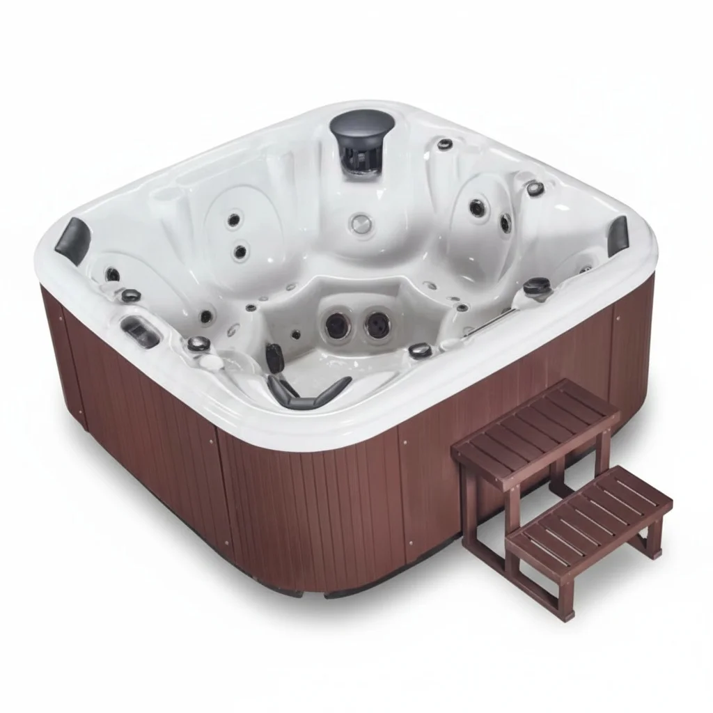 

8 Person Hot Tub, US Aristech Acrylic Massage Bathtub, 2130x2130x880mm, High Density Foam Insulation, Outdoor Spa Bathtub