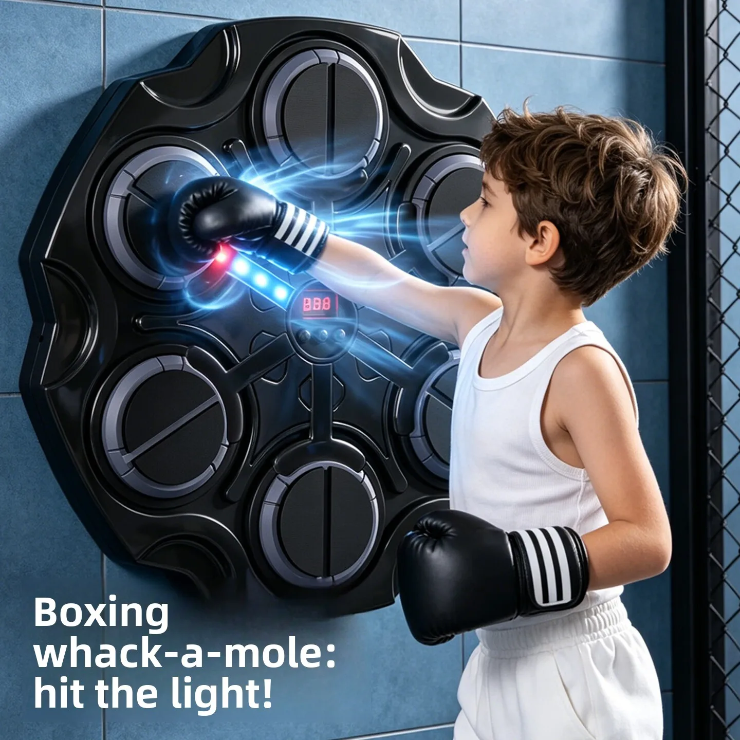Kids Music Boxing Machine Wall Target Punching Trainer for Ages 6-10 Reaction Coordination Home Exercise Indoor Toy 어린이 복싱 머신