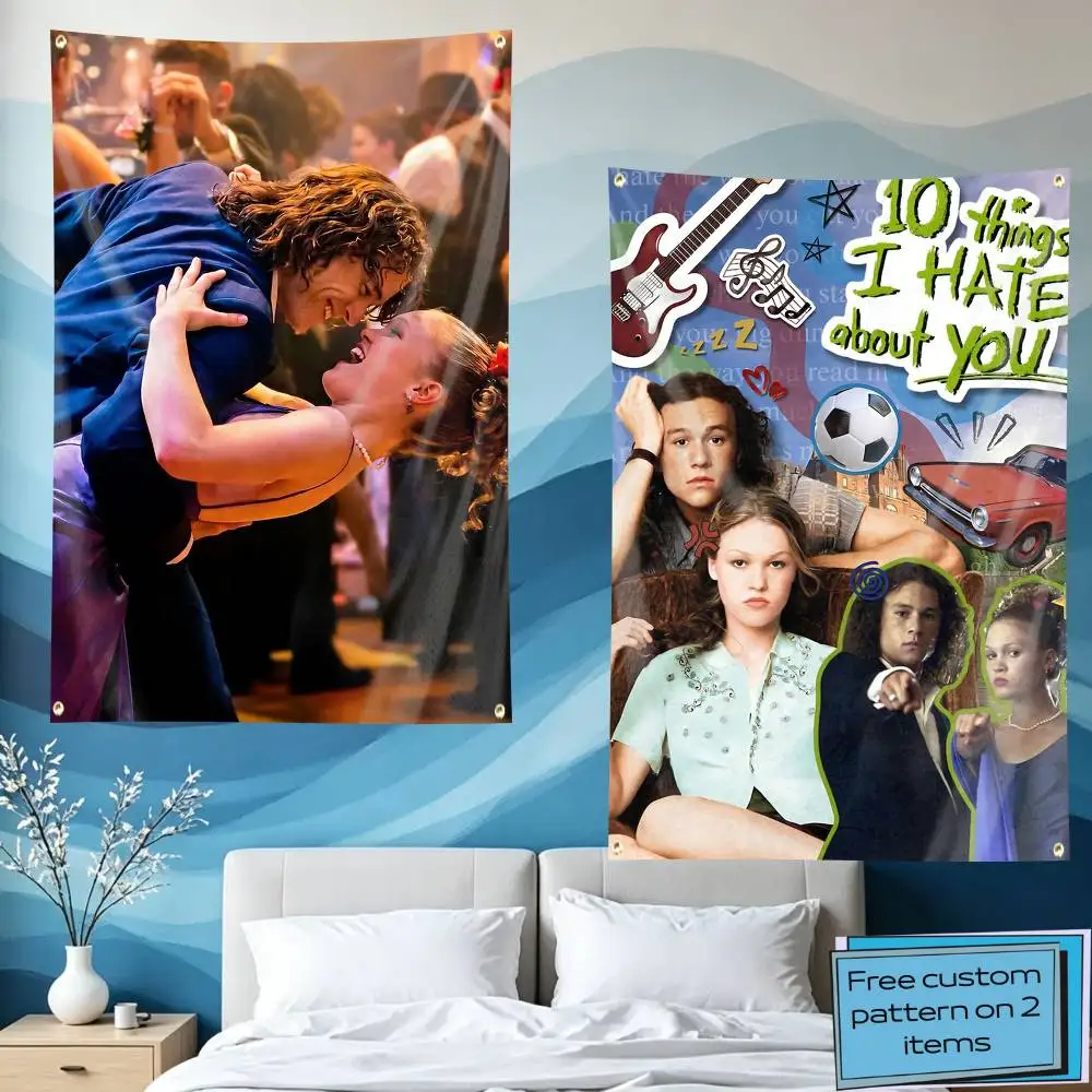 Romantic Film 10-Things I Hate About You  Flag Tapestry Banner for Bedroom Living Room Outdoor Camping Custom Supported